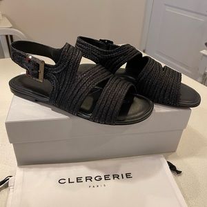 Robert Clergerie black sandals NWT box & dust bag. SZ 8.5 / 38.5